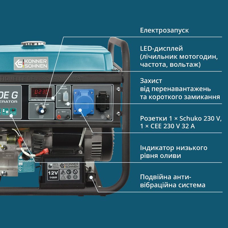 Генератор газобензиновий «Könner & Söhnen» KS 7000E G