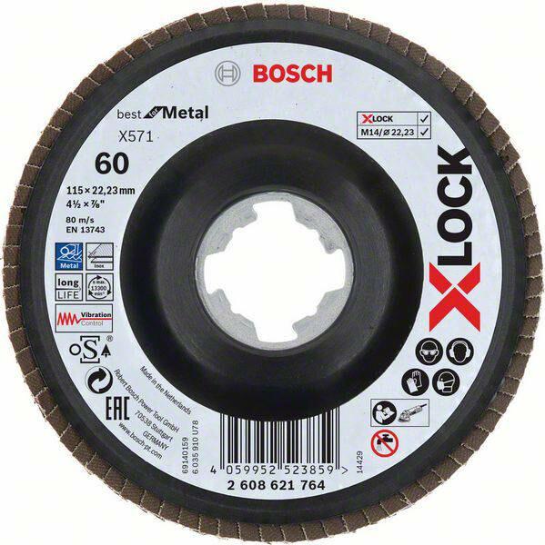 Диск пелюстковий Bosch X-LOCK Best for Metal X571, G60, 115 мм (2608621764)