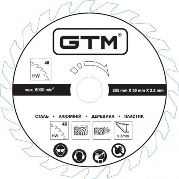 Диск пиляльний GTM 255х30х2.2/1.7 мм, 48Z (11435)