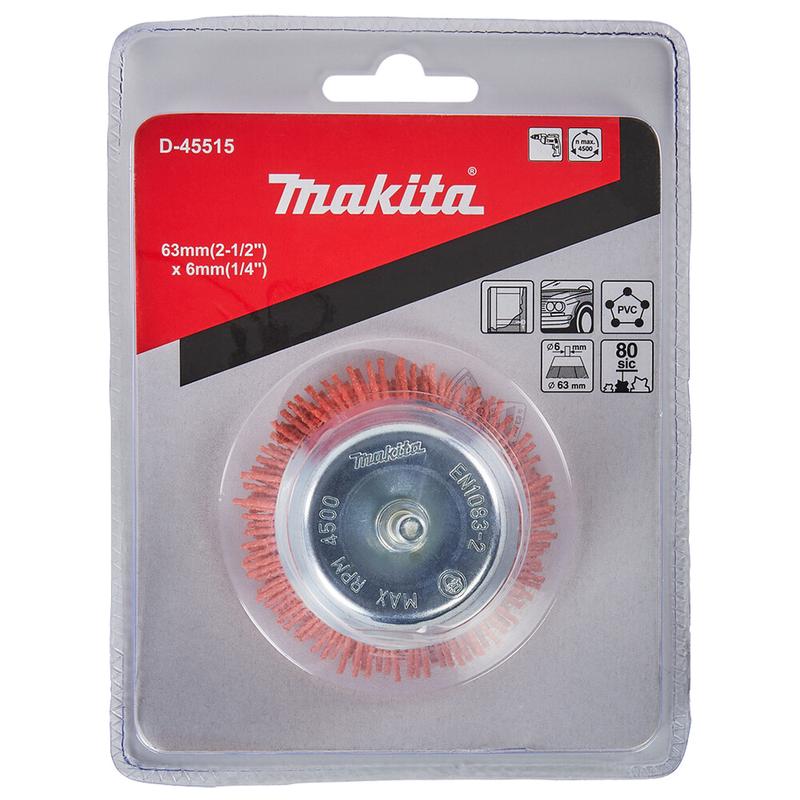 Нейлонова чашкова щітка Makita для грубого очищення 63х6 мм (D-45515)