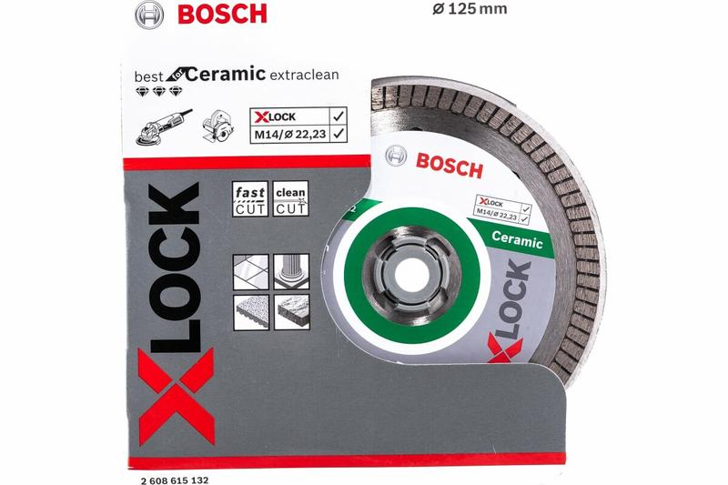 Алмазний диск Bosch X-LOCK Best for Ceramic Extraclean Turbo 125x22.23x1.4x7 мм (2608615132)
