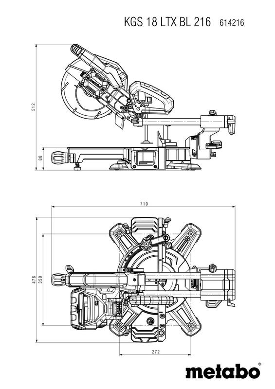 Акумуляторна торцювальна пила Metabo KGS 18 LTX BL 216 (614216650)