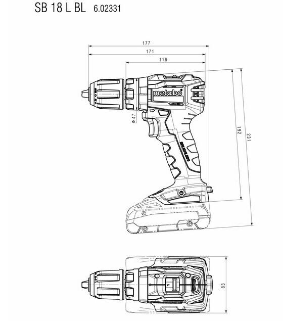 Акумуляторний ударний шурупокрут Metabo SB 18 L BL каркас MetaLoc (602331840) (без акумулятора і ЗП)