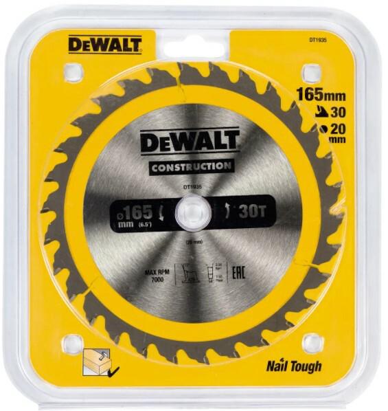 Диск пильний DeWALT CONSTRUCTION DT1935, 165х20 мм, 30z