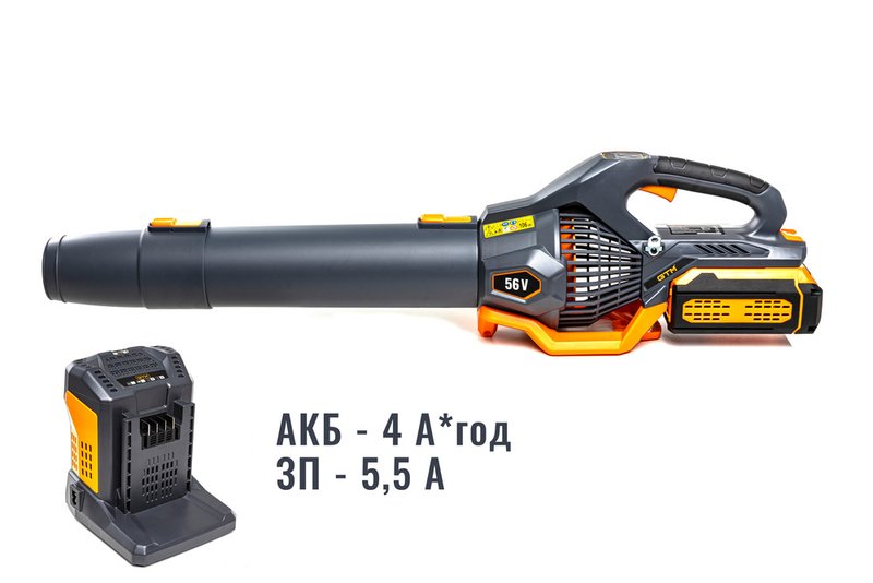 Повітродувка акумуляторна GTM AB56/1374BL KIT 56В, 1374 м3/год + АКБ 4 А*год і ЗП (AB56/1374BL-4Ah_KIT) 84086