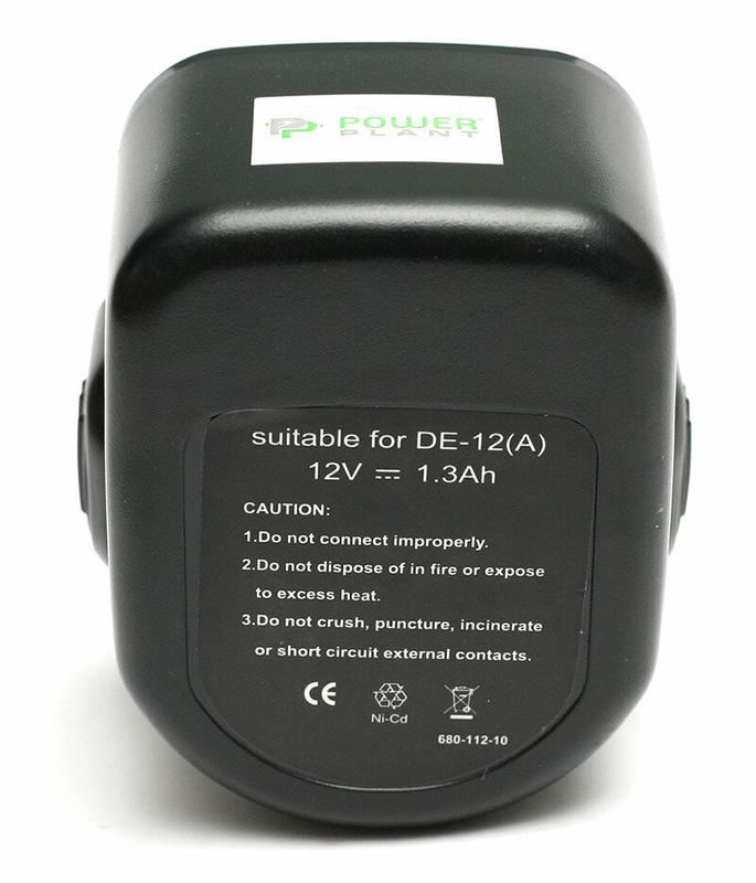 Акумулятор PowerPlant для шурупокрутів та електроінструментів DeWALT GD-DE-12, 12 V, 1.3 Ah, NICD DE9074 (DV00PT0033)